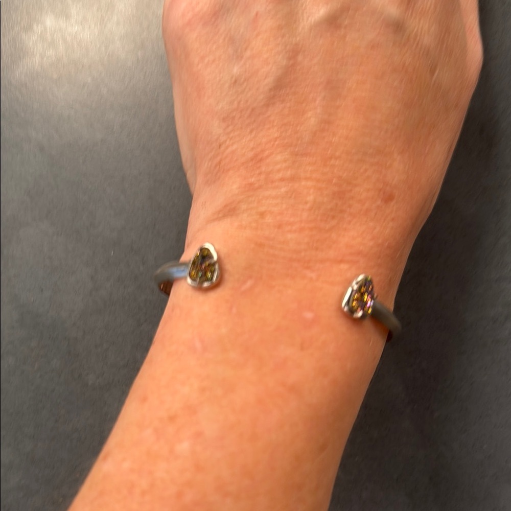 Kendra Scott Rainbow Drusy Matte Silver Cuff Bracelet
